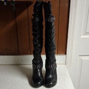 Harley-Davidson Black "Maribel" D85515 Over the Knee Tall Boots